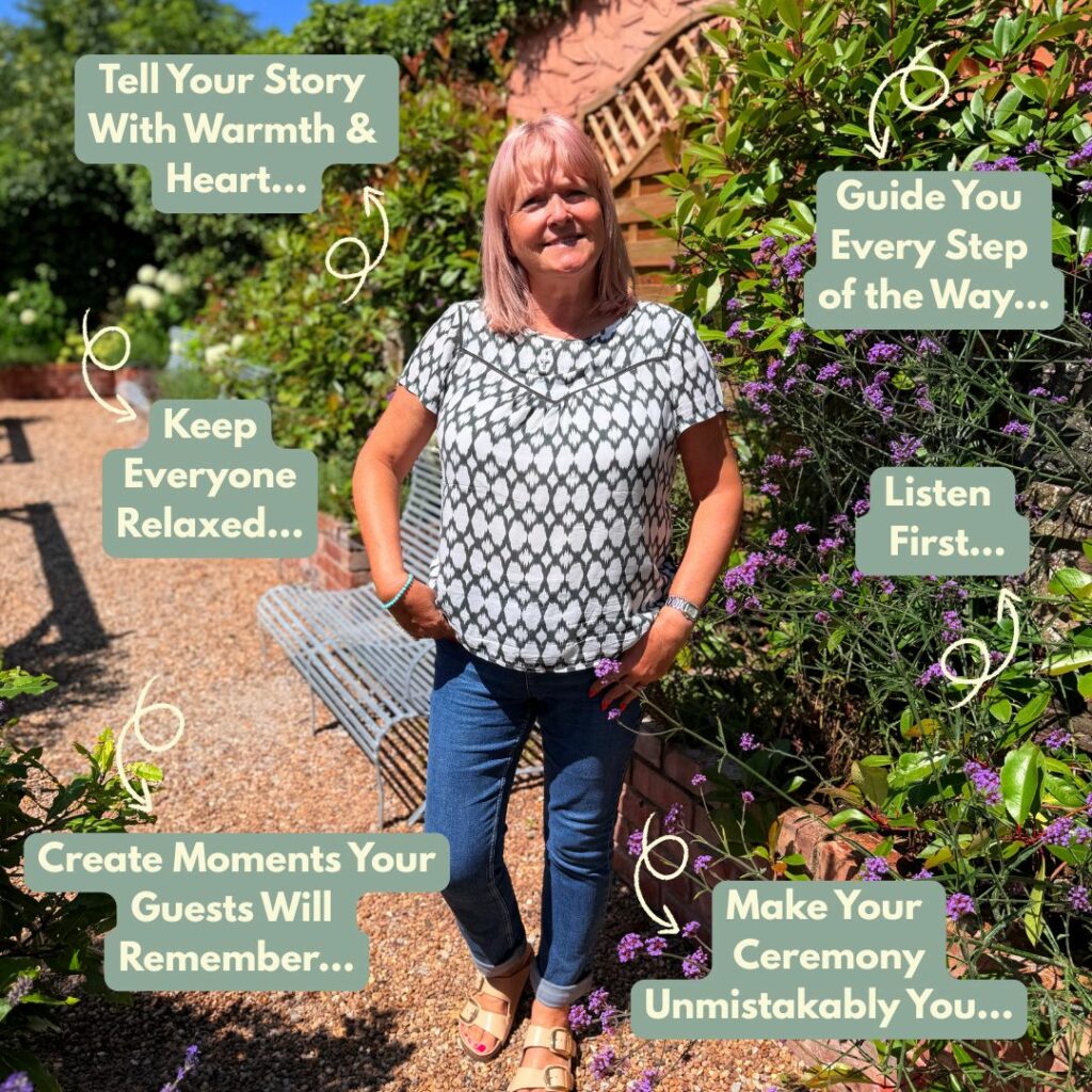 Helen Borking Celebrant explaining her approach to creating personal wedding ceremonies